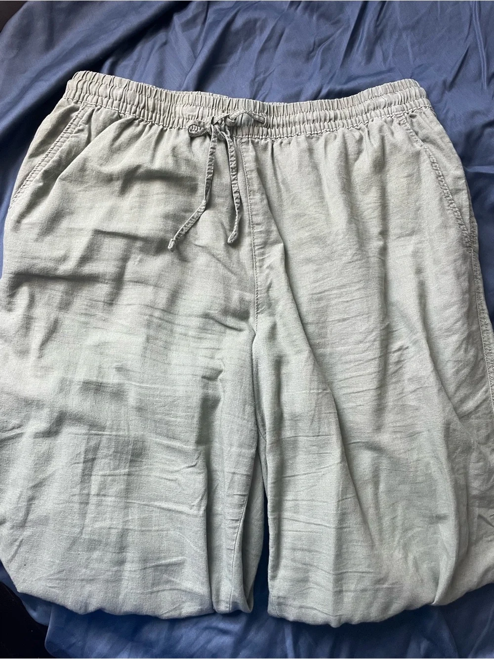 Women’s Green Drawstring Linen Pants